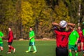 Teens playing football